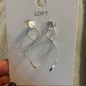 LOFT Silver Twist pull through earrings NWT